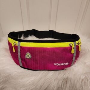 NWOT WooMada Pink and Yellow Running Athletic Waist Bag Fanny Pack Crossbody